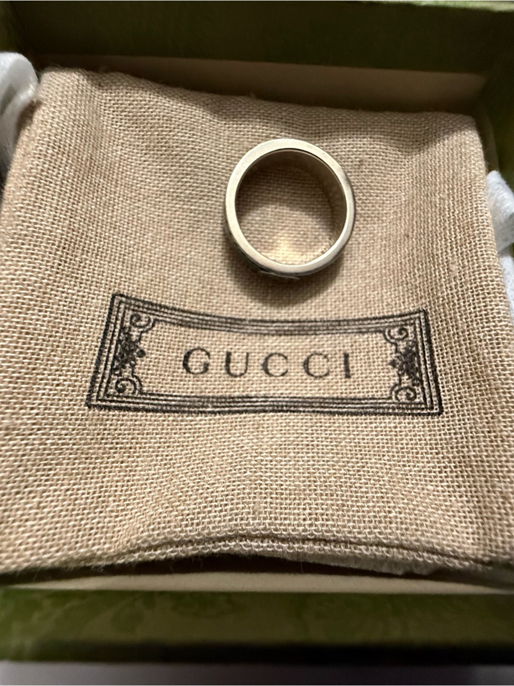 Gucci Silver Band Ring with Turquoise Inlay - Picture 4 of 10